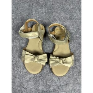 Stride Rite Celia Gold Bow Sandals Girls Size 1W Memory Foam Leather CG030703